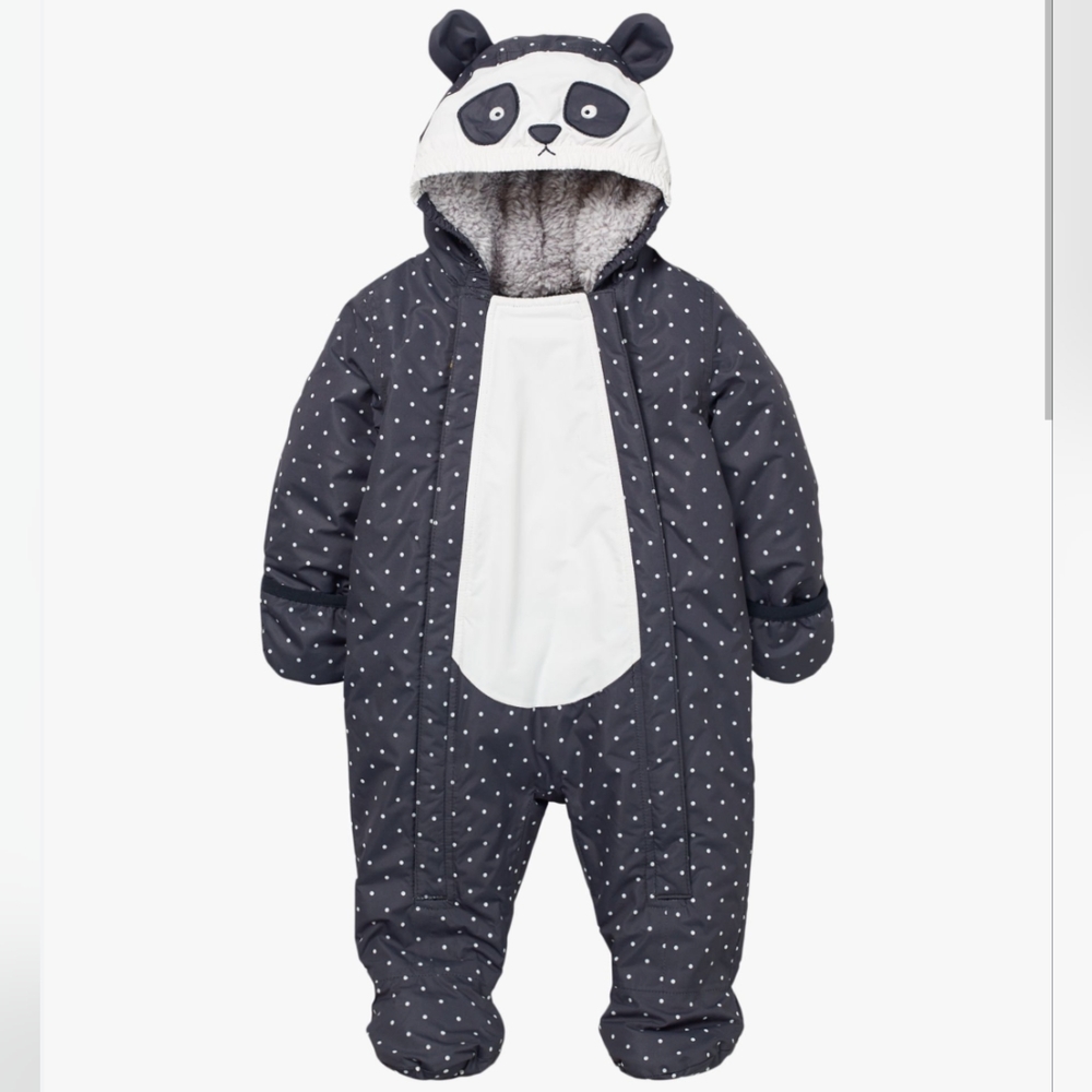 Mini Boden baby panda waterproof footie snowsuit, 0-6m